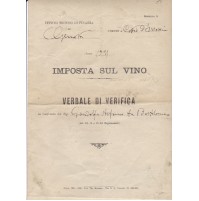 DOCUMENTO IMPOSTA SUL VINO VERBALE DI VERIFICA 1921 4-187