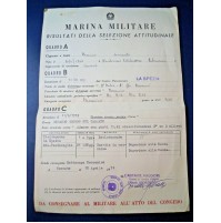 DOCUMENTO MARINA MILITARE SELEZIONE ATTITUDINALE LA SPEZIA 1972/74 SOTTOCAPO