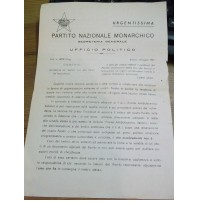 DOCUMENTO PARTITO NAZIONALE MONARCHICO 1947 ON. ALFREDO COVELLI 11-336