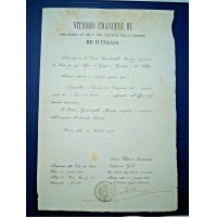DOCUMENTO VITTORIO EMANUELE III NOMINA VICE-PRETORE PIEVE DI TECO IMPERIA 1906