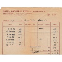 FATTURA HOTEL KONGRESS WIEN HANS SCHEIKL 1952 13-64B