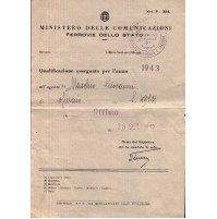 FERROVIE DELLO STATO 1943 - QUALIFICAZIONE OPERAIO - 