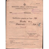 FERROVIE DELLO STATO DEPOSITO LOCOMOTIVE VENTIMIGLIA - 1929 - QUALIFICA - C8-62