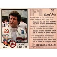FIGURINA PANINI F1 GRAND PRIX - N° 70 - MARIO ANDRETTI - U.S.A. 
