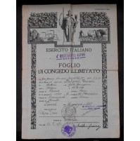 FOGLIO DI CONGEDO ILLIMITATO 4° RGT ALPINI - ESERCITO ITALIANO - PINEROLO 1951