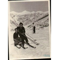 FOTO ANNI 30 - COPPIA DI AMICI SULLA NEVE - 1939