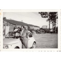 FOTO ANNI '60 - FIAT 500 CON SIGNORE - CARTELLONE MOBIL -