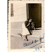 FOTO DI RAGAZZA FRANCESE CON CAGNOLINO -- 1935 --