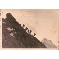 FOTO MILITARI ITALIANI ALPINI IN FOTO DI GRUPPO SULLA MONTAGNA SCALATA -  1950 -