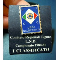 FRANCOBOLLO F.I.G.C. COM. REGIONALE LIGURE LEGA DILETTANTI CAMPIONATO 1980-81 1°