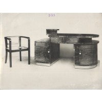 Foto antica rappresentante mobili stile Art Déco e barocco in radica, Vintage -