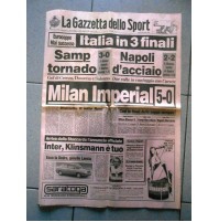 GAZZETTA DELLO SPORT 20 APRILE 1989 MILAN-REAL MADRID 5-0 SAMPDORIA NAPOLI FINAL