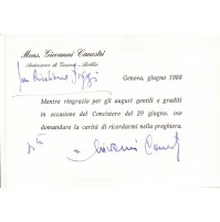 GENOVA 1988 FIRMA AUTOGRAFA DEL MONSIGNORE GIOVANNI CANESTRI  (C10-212)
