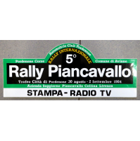 GROSSO ADESIVO 5° RALLY PIANCAVALLO - PORDENONE Agosto 1984 / STAMPA - RADIO TV