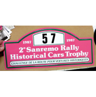 GROSSO TARGA IN METALLO - 1987 2° SANREMO RALLY - HISTORICAL CARS TROPHY - N°56