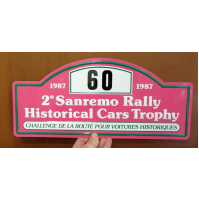 GROSSO TARGA IN METALLO - 1987 2° SANREMO RALLY - HISTORICAL CARS TROPHY - N°60