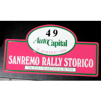 GROSSO TARGA IN METALLO - 1988 - SANREMO RALLY STORICO - N° 49 - 44 X 24 CM