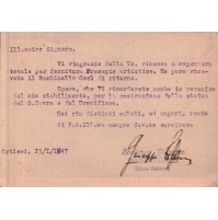 INTERO POSTALE DA 20 LIRE 1947 DA ORTISEI SCULTORE GIUSEPEP STUFLESSER C6-282