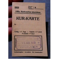KUR-KARTE 1933 - Offiz. Kurkomitee Interlaken - HOTEL OBERLAND - 
