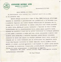 LETTERA ASS.NE ALPINI GARESSIO VEGLIONE AL CINEMA FEDERICI CUNEO 1960 20-25
