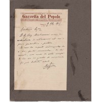 LETTERA SU CARTA INTESTATA GAZZETTA DEL POPOLO DI TORINO 1915  20-2
