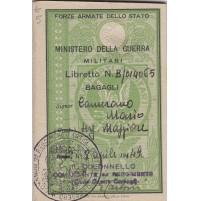LIBRETTO FERROVIE TRENO MINISTERO DELLA GUERRA 1949 TRASPORTI MILITARI 8-160