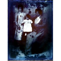 Lastra Fotografica Vetro Bromuro - Originale FINE '800 - SCENA FAMIGLIARE -
