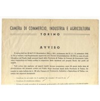 MANIFESTINO DELLA CAMERA DI COMMERCIO DI TORINO 1955 22-13