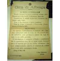 MANIFESTO DI ALBENGA 1919 TRANSITO SPAZZATURA DI GENOVA PER LA CITTA' 