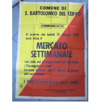 MANIFESTO POSTER DEL 1961 - S. BARTOLOMEO DEL CERVO - MERCATO SETTIMANALE (L5)