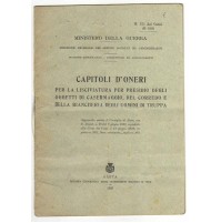 MINISTERO DELLA GUERRA CAPITOLI D'ONERI BIANCHERIA UOMINI DI TRUPPA 1923 22-11