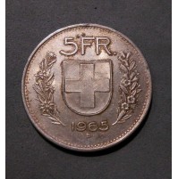 MONETA DA 5 FR - 1965 - Franchi Svizzeri - Moneta in argento AG SWISS