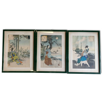 N° 3 Stampe Giapponesi Ukiyo-e Kuniyoshi Incorniciate Arte Tradizionale JAPAN