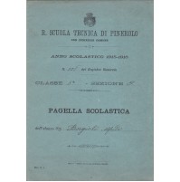 PAGELLA REGIA SCUOLA TECNICA DI PINEROLO TORINO 1915 10BIS-13