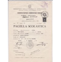 PAGELLA SCOLASTICA IST. TECNICO COMMERCIALE PAOLO BOSELLI SAVONA 1972 10BIS-20