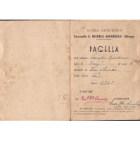 PAGELLA SCUOLA CATECHISTICA - PARROCCHIA SAN MICHELE ALBENGA - 1945 -