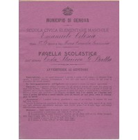 PAGELLA SCUOLA ELEMENTARE EMANUELE CELESIA GENOVA 1907 10BIS-24
