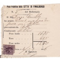 PESO PUBBLICO FINALBORGO FINALE LIGURE MARCA BOLLO 1 CENT 1906 MILITARI 3-231