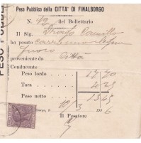 PESO PUBBLICO FINALBORGO FINALE LIGURE MARCA BOLLO 5 CENT 1906 MILITARI 3-235