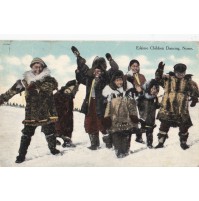 POSTCARD ESKIMO CHILDREN DANCING, NOME ALASKA 1916 11-24