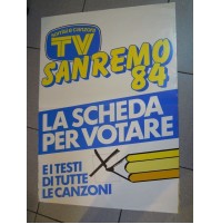 POSTER ANNI '80 - TV SORRISI E CANZONI SANREMO 84 - SCHEDA PER VOTARE -  (MAN)