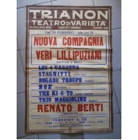 POSTER MANIFESTO ANNI '30 - TEATRO TRIANON MILANO - LILLIPUZIANI + RENATO BERTI