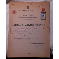 REGIA UNIVERSITA' DI NAPOLI - DIPLOMA DI MATURITA' CLASSICA - 1936 NOCERA INFER.