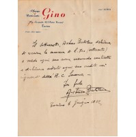 RICEVUTA ALBERGO RISTORANTE GINO VIA ARSENALE PORTA NUOVA TORINO 1932 9-159