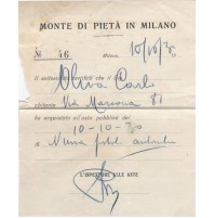 RICEVUTA DI ACQUISTO MONTE DI PIETA' DI MILANO 1930 19-73