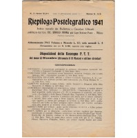 RIEPILOGO POSTELEGRAFICO 1941 BULLETTINO DI ENRICO PENNA CAPO POSTE MILANO 18-55
