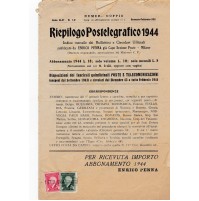 RIEPILOGO POSTELEGRAFICO 1944 BULLETTINO DI ENRICO PENNA CAPO POSTE MILANO 18-55