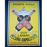 RIPRODUZIONE MANIFESTO - POSTER DI AMARO FELSINA RAMAZZOTTI  - 1930ca
