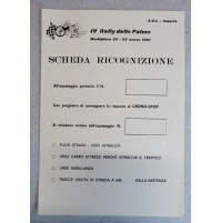 SCHEDA RICOGNIZIONE - IV RALLY DELLE PALME - BORDIGHERA 1981 -
