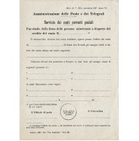 SERVIZIO CONTI CORRENTI POSTALI MODULARIO DEL 1927 POSTE E TELEGRAFI 18-26